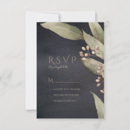 Dunkle botanische Vegetation RSVP Hochzeit Karte
