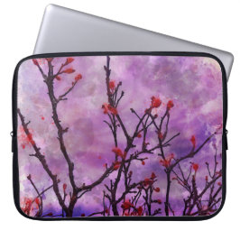 Dunkle Branchen mit roten Buds Laptopschutzhülle