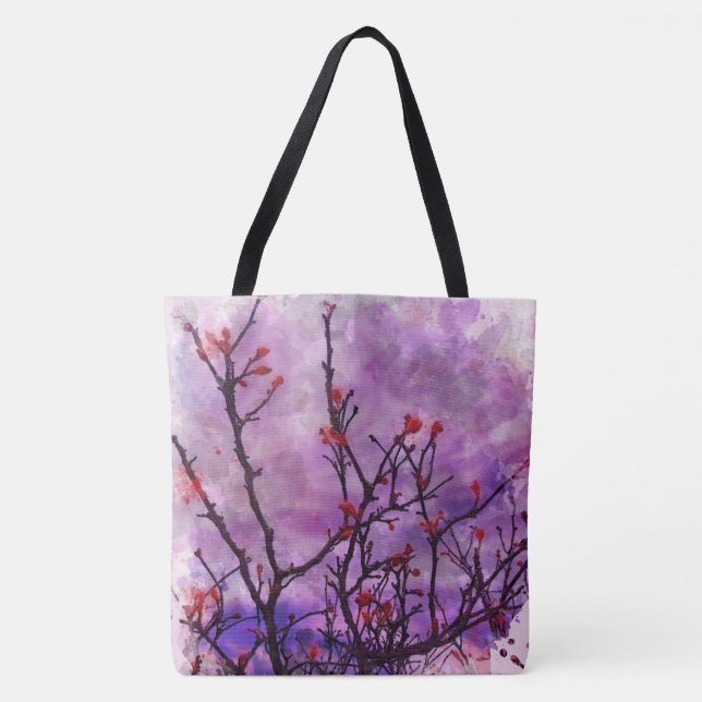 Dunkle Branchen mit roten Buds Tasche (Vorderseite)