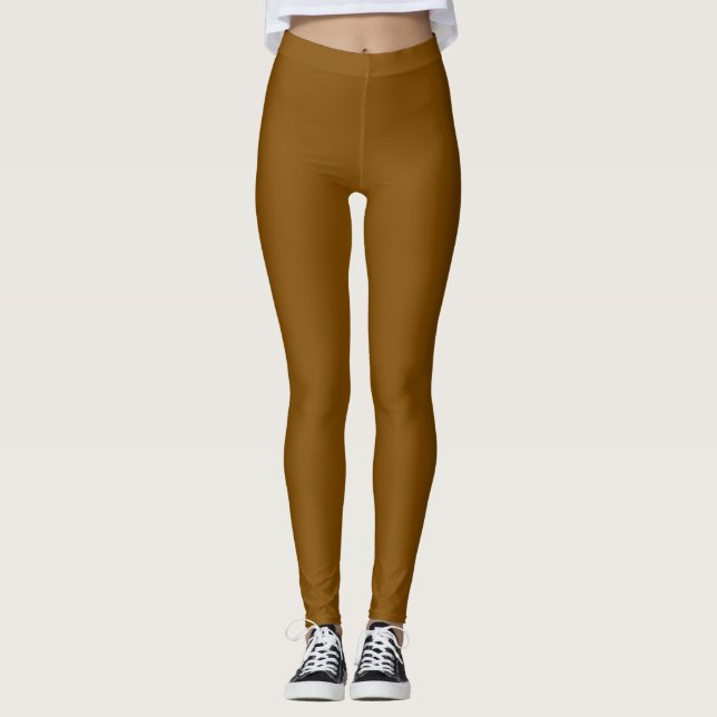 Dunkle Bronzefarbe einfarbig schlicht Leggings (Vorderseite)
