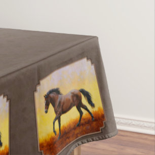Dunkle Bucht Running Horse Taupe Tischdecke