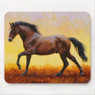 Dunkle Bucht Stallion Pferde Galopp Mousepad