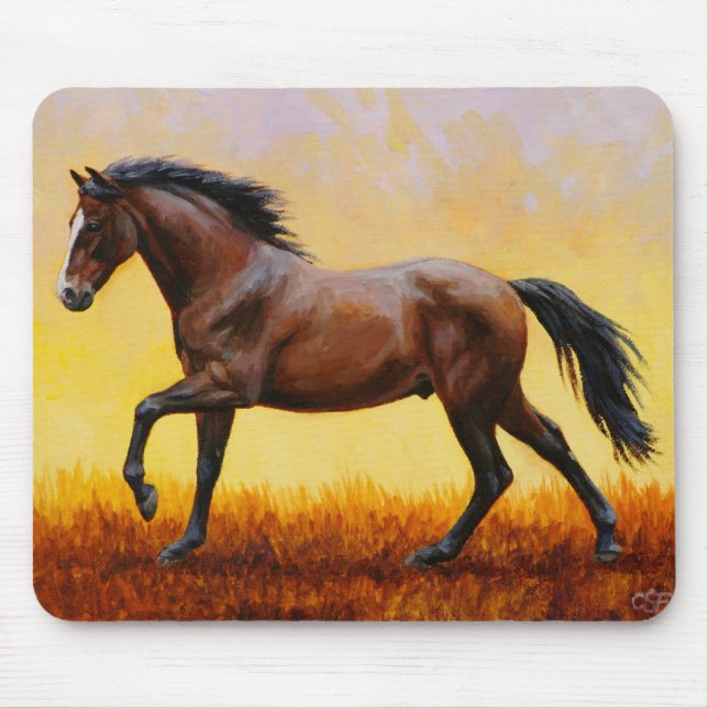 Dunkle Bucht Stallion Pferde Galopp Mousepad (Vorne)
