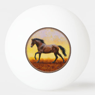 Dunkle Bucht Stallion Pferde Galopp Tischtennisball