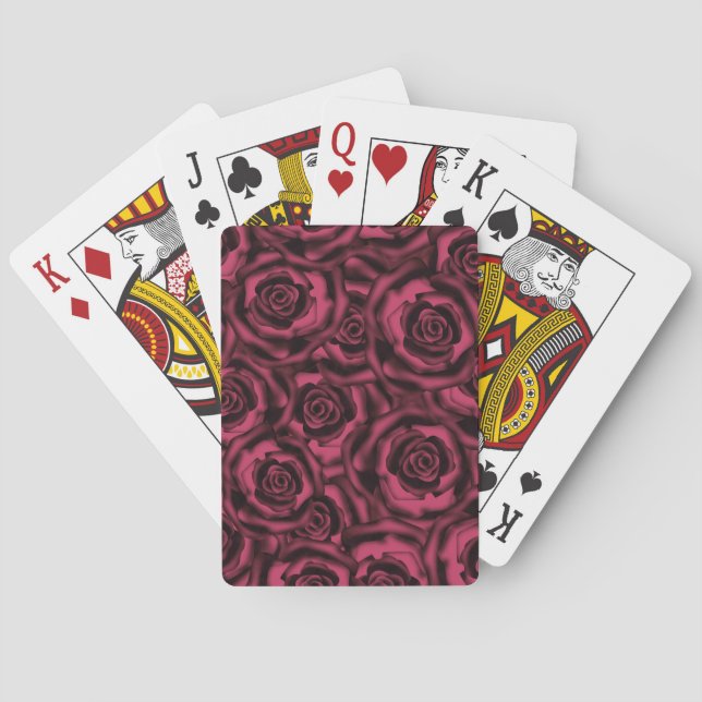 Dunkle Burgund-Rose. Spielkarten (Rückseite)