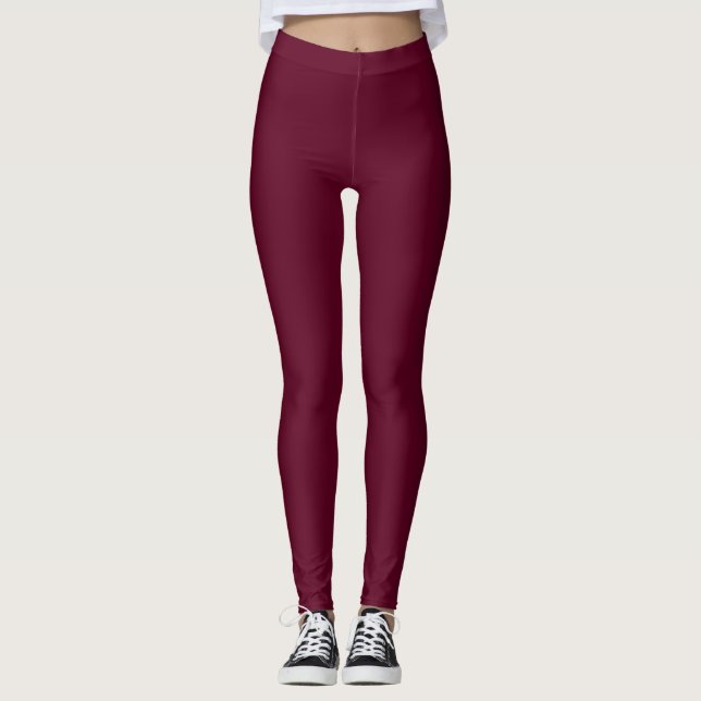 Dunkle Burgunderfarbe Einfarbig Leggings (Vorderseite)
