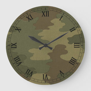 Dunkle Camouflage Rundrömische Numeruhr Große Wanduhr