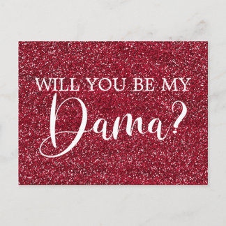 Dunkle Cranberry Glitzer Quinceanera Dama Vorschla Einladungspostkarte