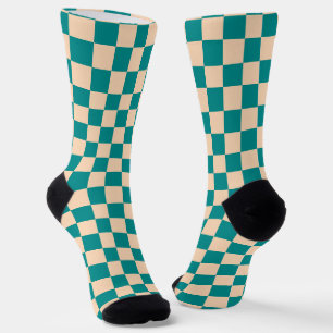 Dunkle Cyan- und Soft Peach-Karton Socken