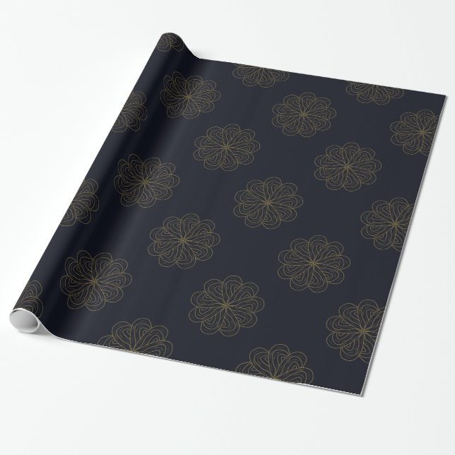 Dunkle delikate Ziermuster-Blume Geschenkpapier (Ungerollt)