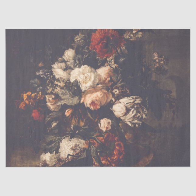 Dunkle dramatische Moody Autumn florale Hochzeitsg Seidenpapier (Vorderseite)
