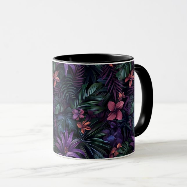 Dunkle Dschungel-Blume Tasse (VorderseiteRechts)