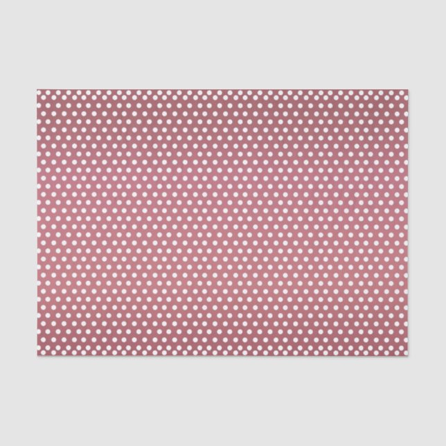 Dunkle Dusty-Rose und weiße Polka-Punkte Seidenpapier (Vorderseite)