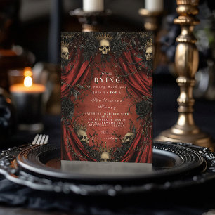 Dunkle Elegance Roter Vorhang Halloween-Ansammlung Einladung