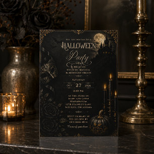 Dunkle elegante gothische Halloween-Party-Einladun Einladung