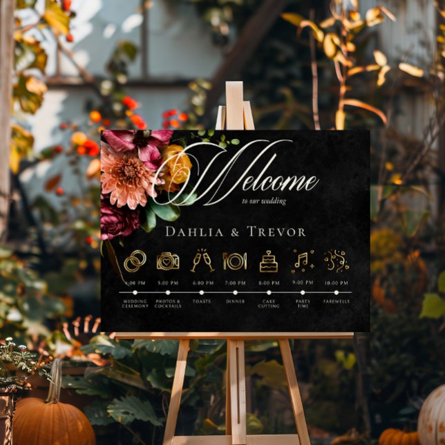 Dunkle Elegante Herbstblütenhochzeit Reihenfolge d Poster (Von Creator hochgeladen)