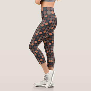 Dunkle Erde Geometrisches Kreis-Punkte-Design Capri Leggings