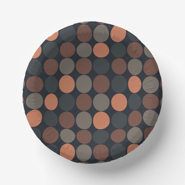 Dunkle Erde Geometrisches Kreis-Punkte-Design  Pappteller (Vorderseite)
