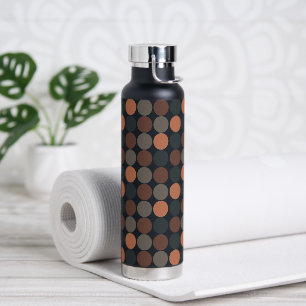 Dunkle Erde Geometrisches Kreis-Punkte-Design Trinkflasche