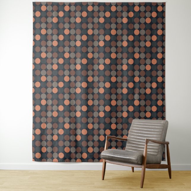 Dunkle Erde Geometrisches Kreis-Punkte-Design  Wandteppich (Beispiel)