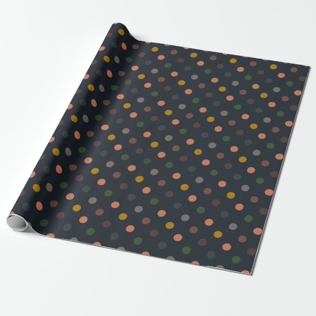 Dunkle Erde Ton Wald Polka Punkte Design Geschenkpapier (Ungerollt)