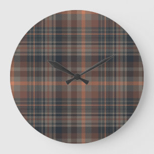 Dunkle Erde Wald Plaid Tartan Große Wanduhr