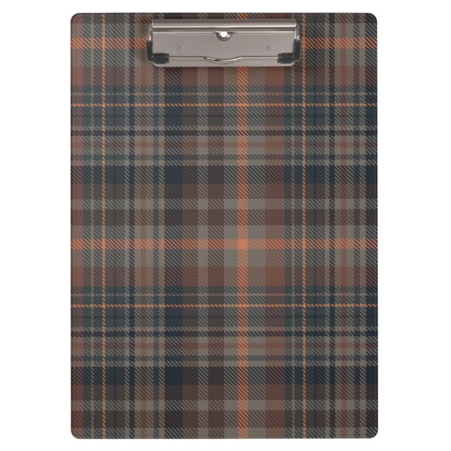 Dunkle Erde Wald Plaid Tartan   Klemmbrett (Vorderseite)