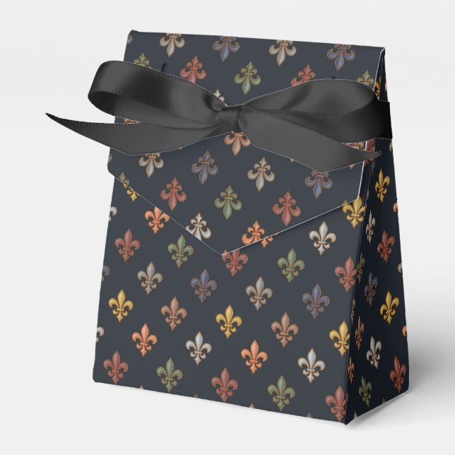 Dunkle Erde Waldlandschaft Fleur-de-lis Design  Geschenkschachtel (Vorderseite)