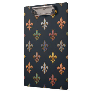 Dunkle Erde Waldlandschaft Fleur-de-lis Design Klemmbrett