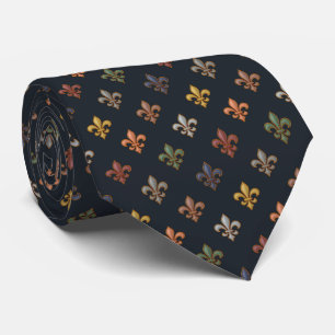 Dunkle Erde Waldlandschaft Fleur-de-lis Design Krawatte