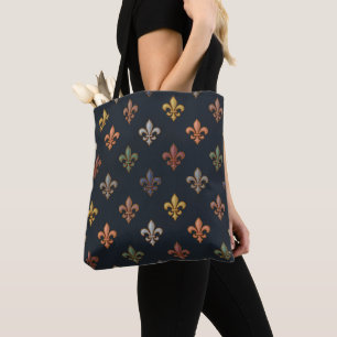 Dunkle Erde Waldlandschaft Fleur-de-lis Design Tasche