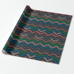 Dunkle Erde Waldlandschaft Zickzack-Chevron Geschenkpapier