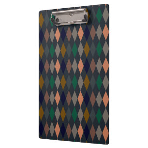Dunkle Erden Waldlandschaft Harlequin Diamanten Klemmbrett