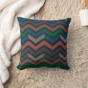 Dunkle Erdene Waldlandschaft Zickzack-Chevron Kissen