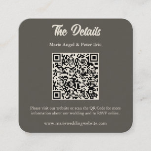 Dunkle Espresso-Braune Hochzeits-QR-Code-Hülle  Quadratische Visitenkarte