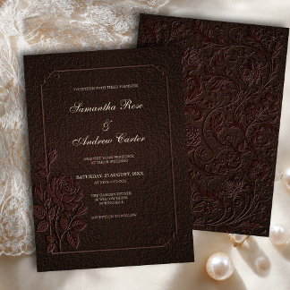Dunkle Espresso-Rosen-Hochzeitseinladung Einladung