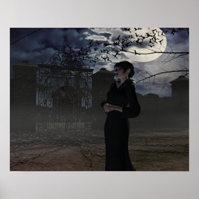 Dunkle Fairy im Mondlicht Poster (Vorne)