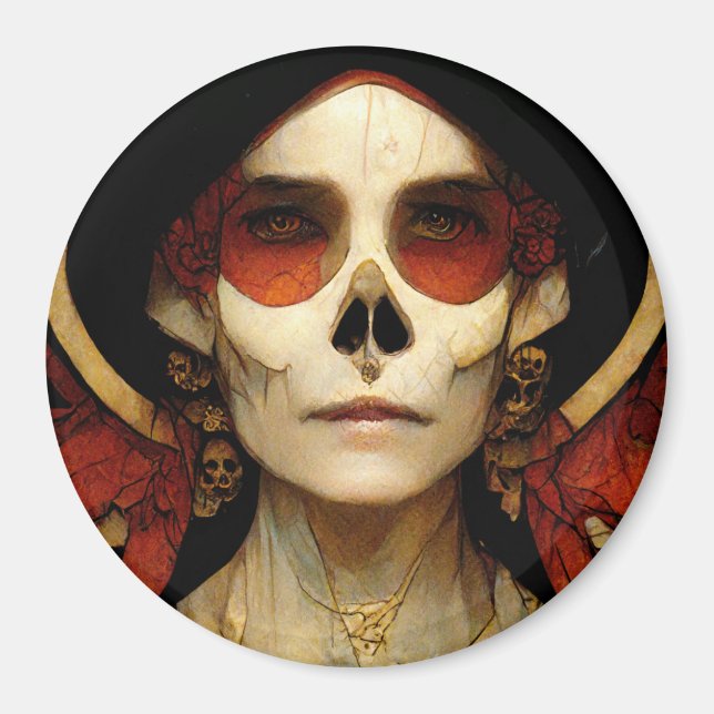 Dunkle Fantasie Gothic Skull Frau 2 Magnet (Vorne)