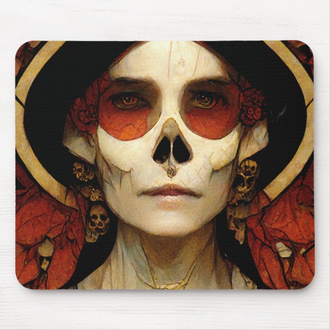 Dunkle Fantasie Gothic Skull Frau 2 Mousepad (Vorne)