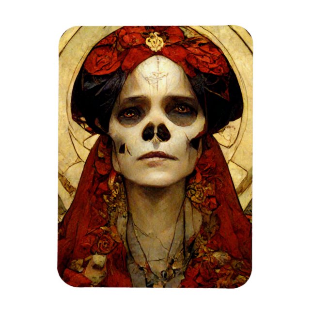 Dunkle Fantasie Gothic Skull Frau 3 Magnet (Vertikal)