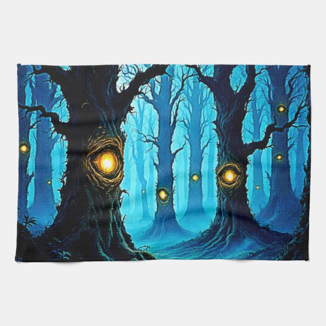 Dunkle Fantasy-Augenwald-Design Geschirrtuch (Horizontal)