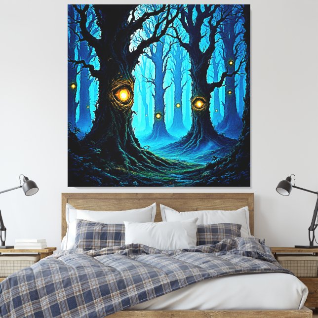 Dunkle Fantasy-Augenwald-Design Leinwanddruck (Insitu (Schlafzimmer))
