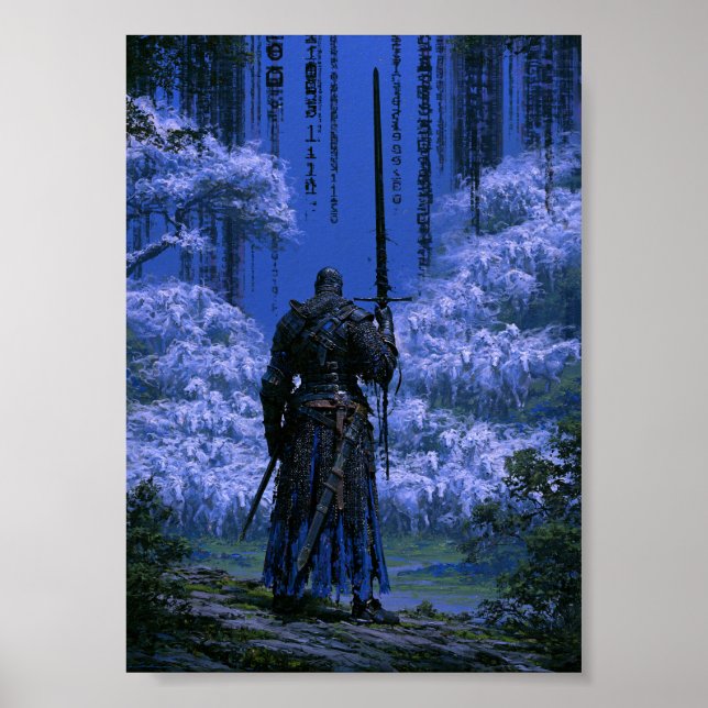 Dunkle Fantasy Blau Ritter Poster  (Vorne)