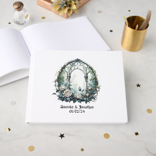 Dunkle Fantasy-Burgfenster-Gotische Hochzeit Gästebuch