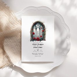Dunkle Fantasy Castle Gothic Wedding QR Code Einladung