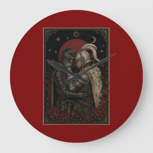 Dunkle Fantasy-Ritter-Liebhaber-Schlafzimmer-Wandd Große Wanduhr