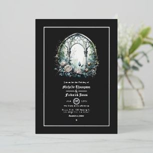Dunkle Fantasy-Schlossfenster-Gotik-Hochzeit Folieneinladung