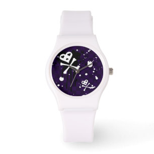 Dunkle FarbeEmo Muster mit Farbe Armbanduhr