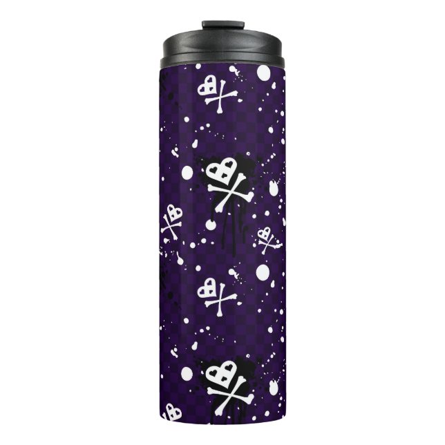 Dunkle FarbeEmo Muster mit Farbe Thermosbecher (Vorderseite)