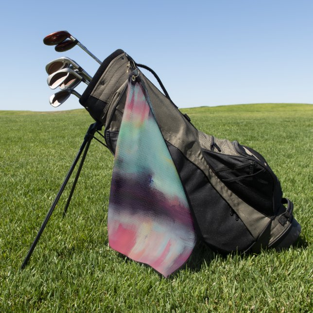 Dunkle, farbige abstrakte Mischung Golfhandtuch (Gras)